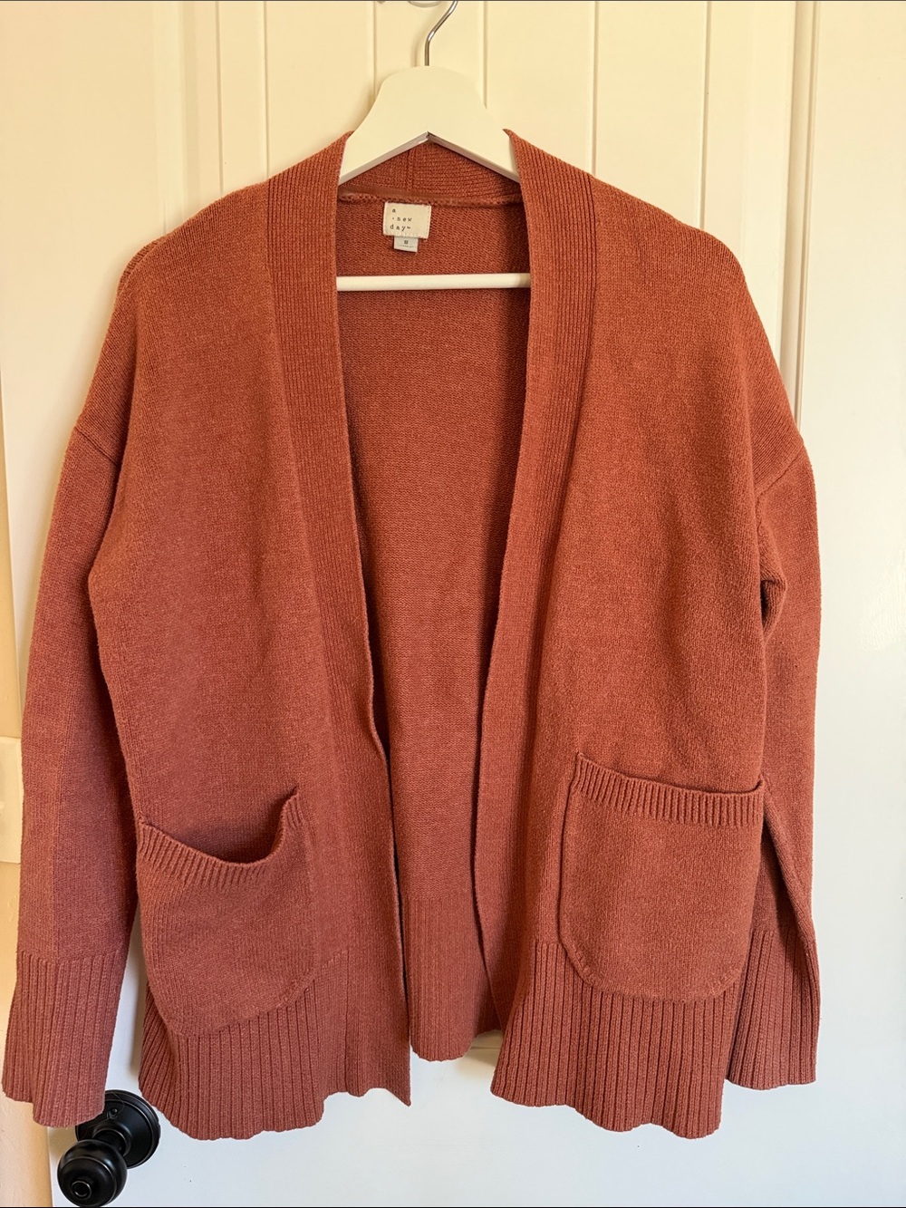 a new day Rust-Orange Open-Front Cardigan with Pockets